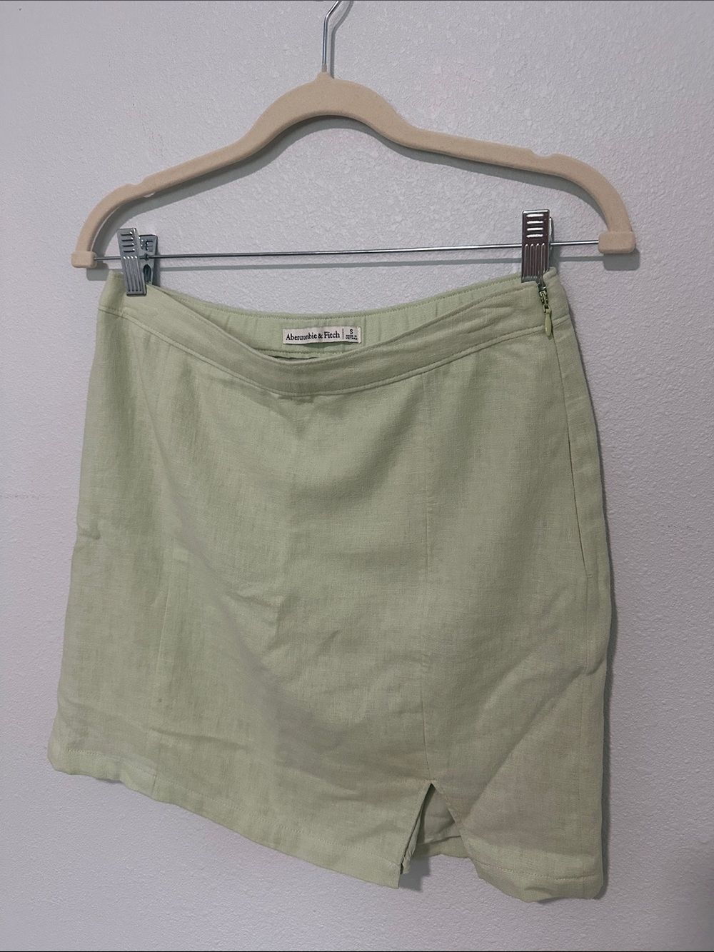 Abercrombie & Fitch Pale Green Linen-Blend Skirt small doubled lined